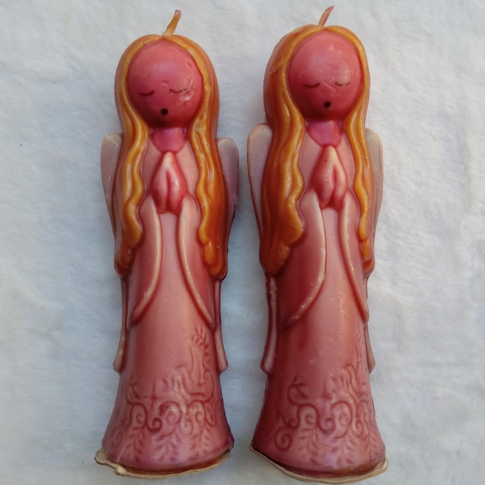 Two Vintage Heirloom Praying Angel‎ Candles